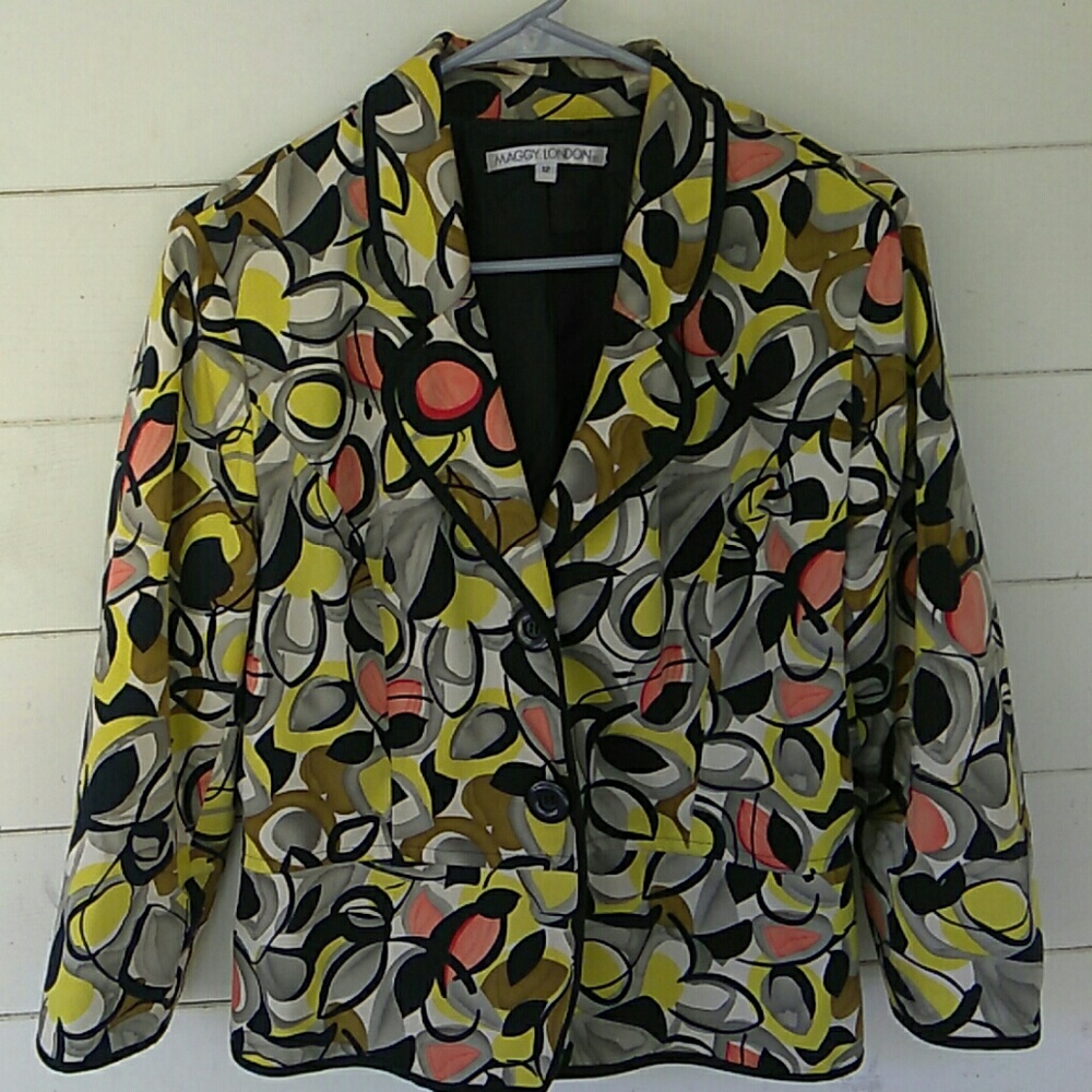 MAGGY LONDON Size 12 floral long sleeve jacket